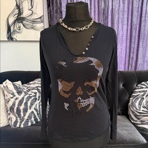 Tunisien Skull Strass Beaded Henley from the French brand Zadig & Voltaire
